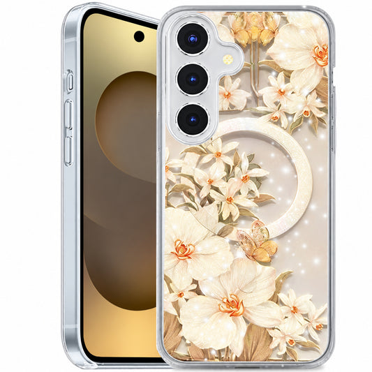 MagSafe Floret Case Samsung Galaxy S26 Plus - White Flowers