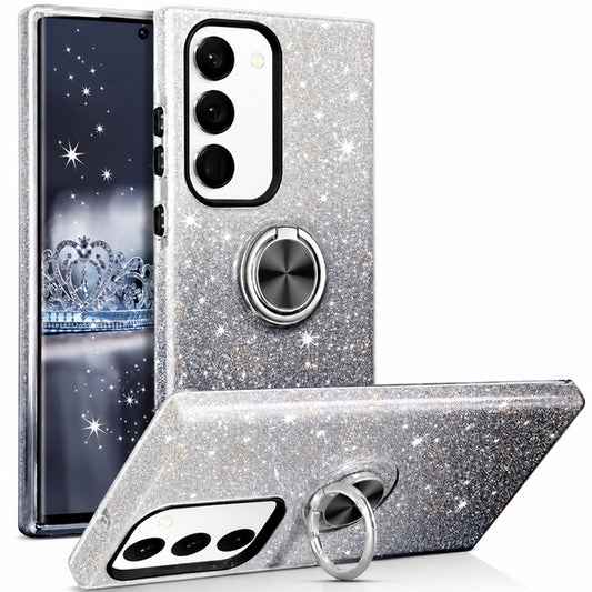 3-in-1 Glitter w/ Ring Case for Samsung Galaxy A18 / A17 - Black/Silver