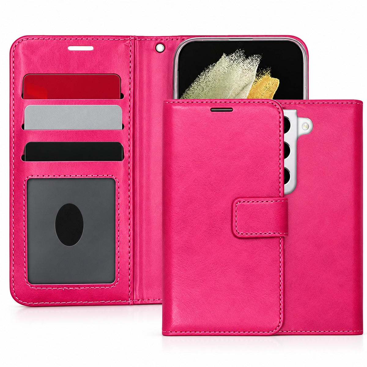 Photo ID Wallet Case for Samsung Galaxy S22 Plus - Hot Pink
