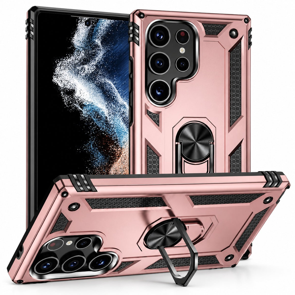 Anti-Drop Hybrid Case for Samsung Galaxy S24 Ultra - Rose Gold