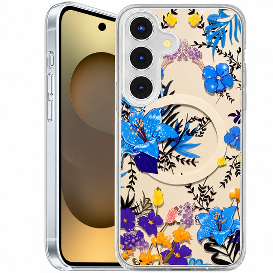 MagSafe Floret Case Samsung Galaxy S26 Plus - Blue Flowers