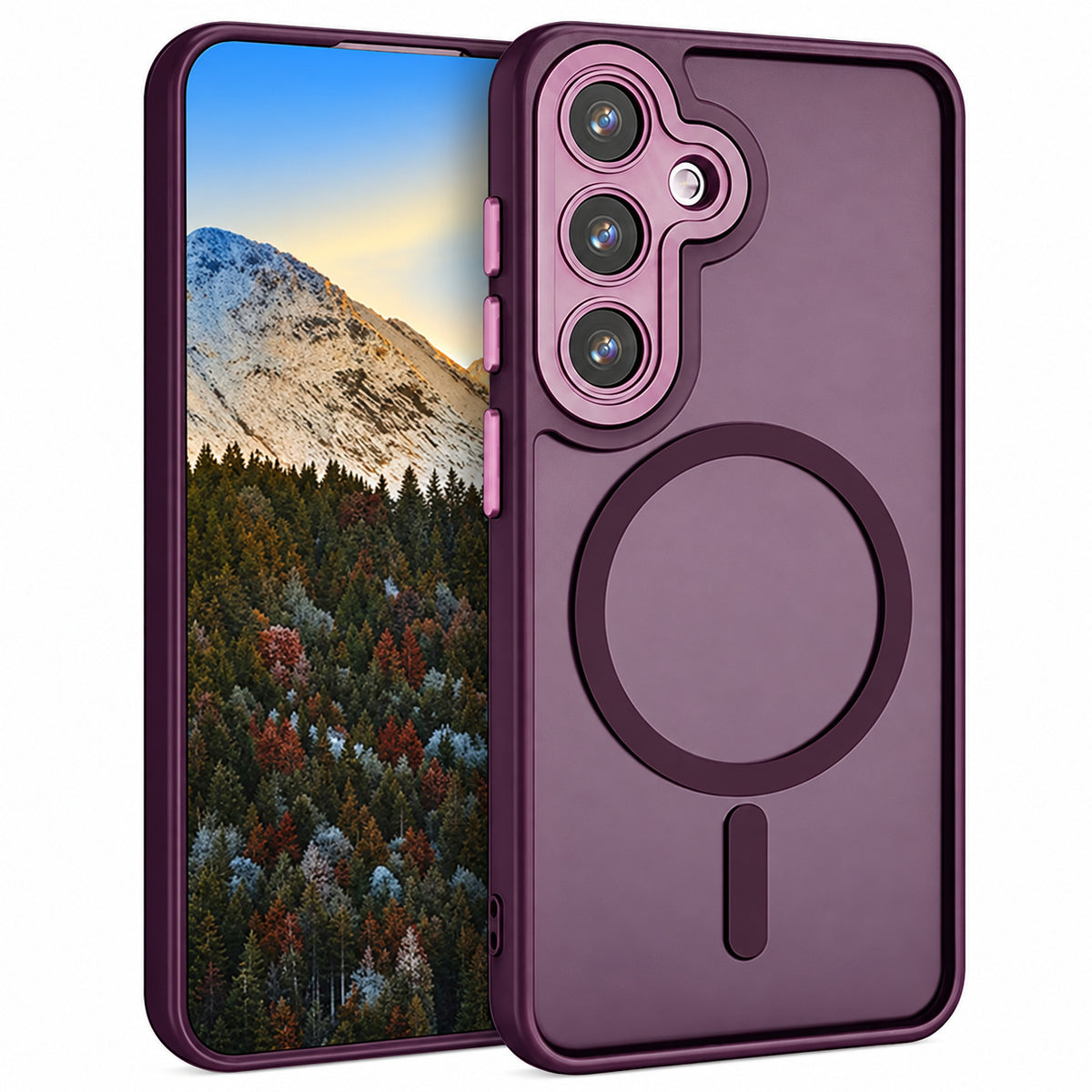 Matt Rubberized MagSafe Case for Samsung Galaxy S25 Plus - Deep Purple