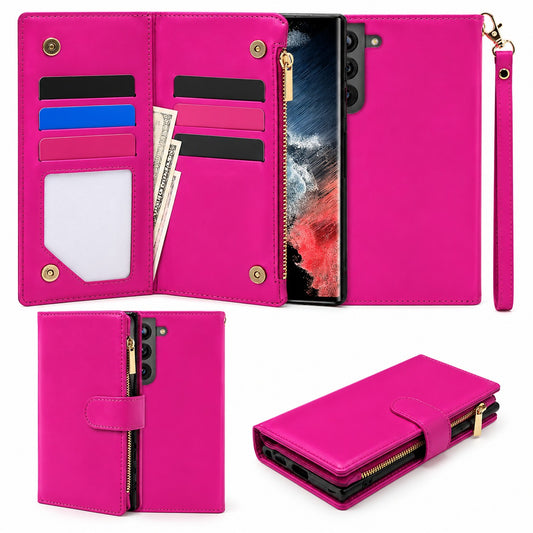 Clutch Detachable Wallet Case for Samsung Galaxy S22 Plus - Hot Pink