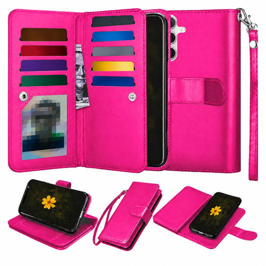 Bifold 9 Card detachable wallet for Samsung Galaxy A18 / A17 - Hot Pink