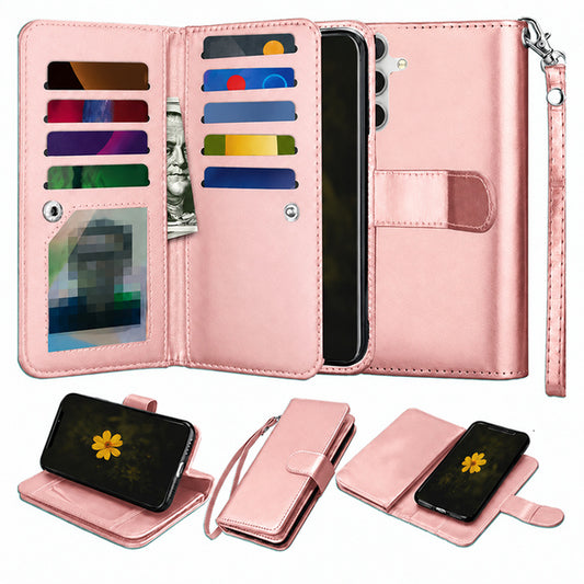 Bifold 9 Card detachable wallet for Samsung Galaxy A18 / A17 - Rose Gold