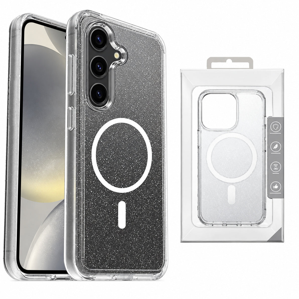 Premium Magsafe Symm Case for Samsung Galaxy S25 FE - Clear Sparkly