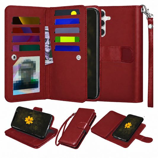 Bifold 9 Card detachable wallet for Samsung Galaxy A18 / A17 - Wine