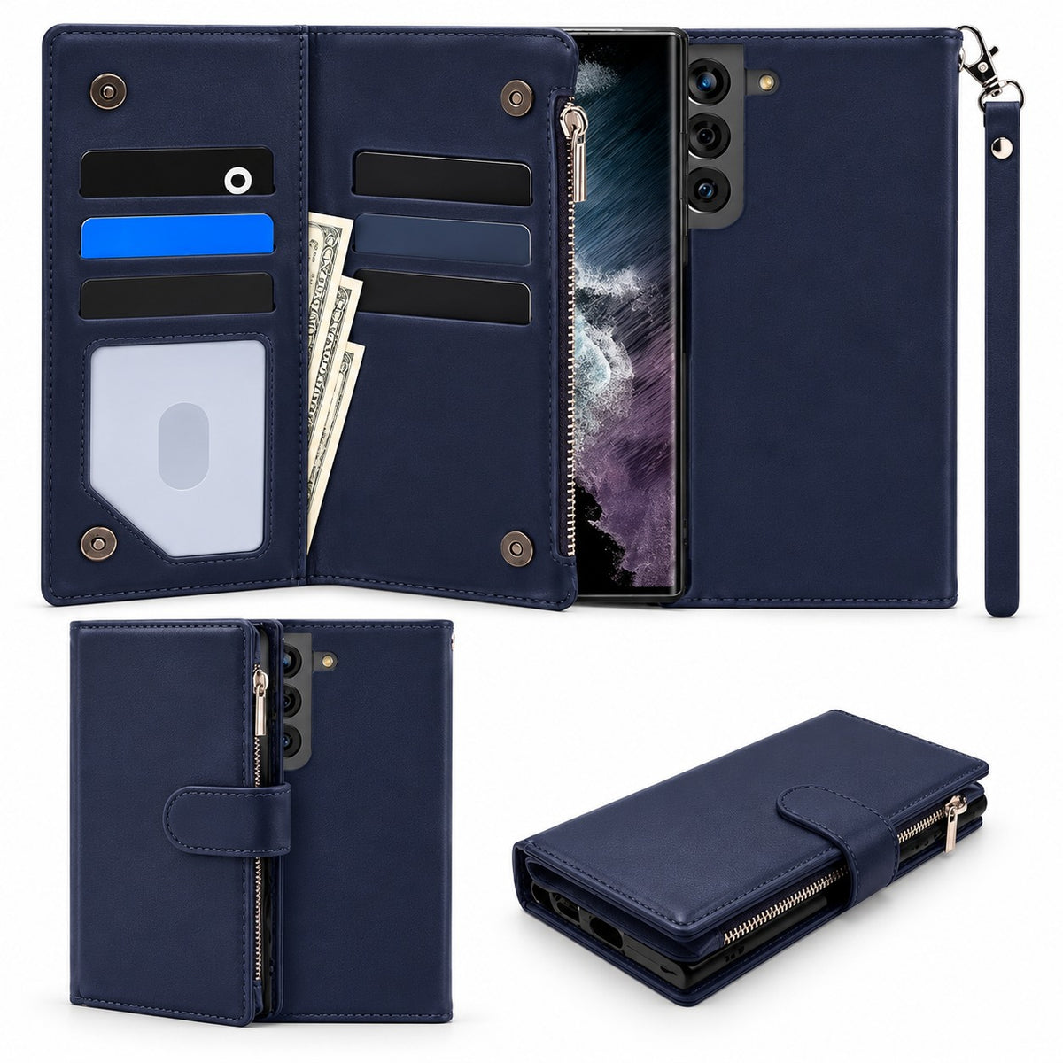 Clutch Detachable Wallet Case for Samsung Galaxy S22 Plus - Navy