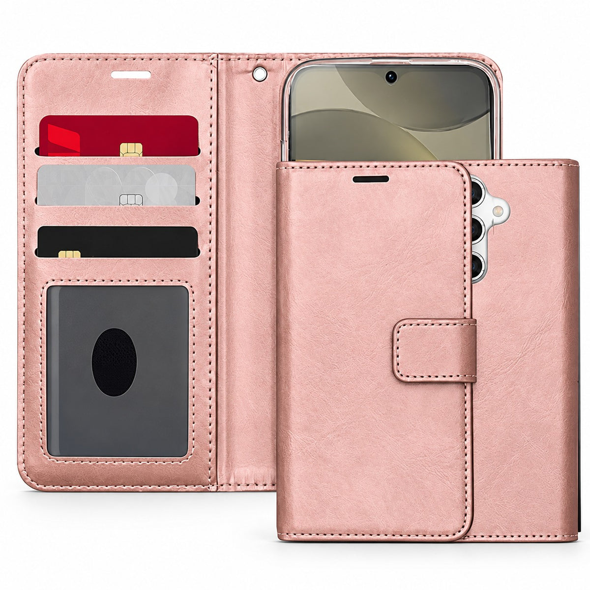 Photo ID Wallet for Samsung Galaxy S24 Plus - Rose Gold