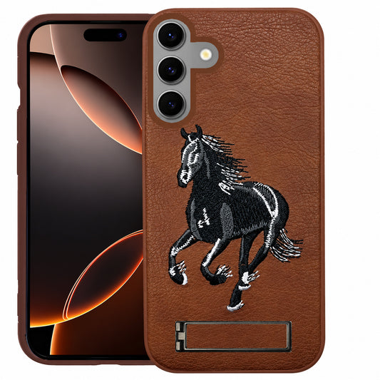 Horse Design W/ Stand Case Samsung Galaxy S26 Plus - Brown