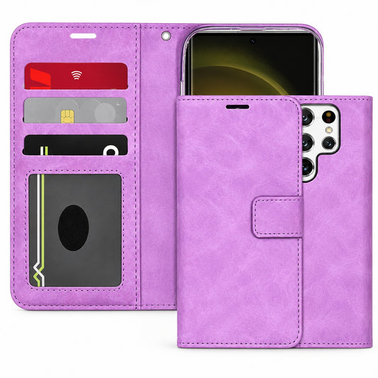 Photo ID Wallet for Samsung Galaxy S24 Ultra - Purple