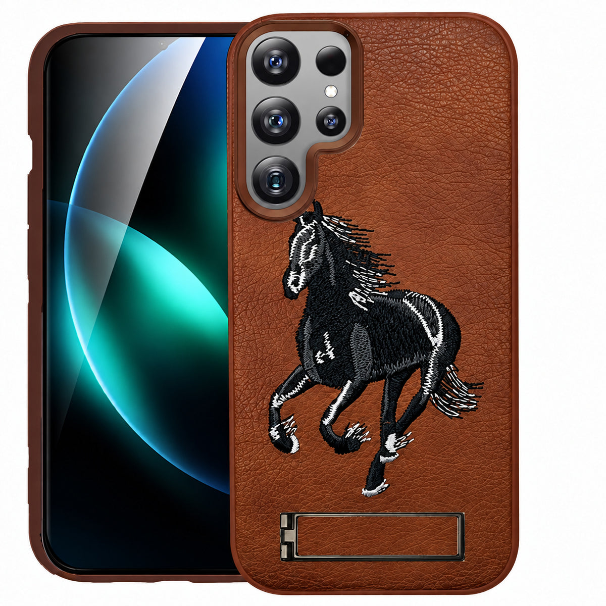 Horse Design W/ Stand Case for Samsung Galaxy S26 Ultra - Brown