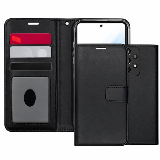 Black Samsung Galaxy A33 5G wallet phone case, Photo ID Wallet design, wallet-style mobile phone cover