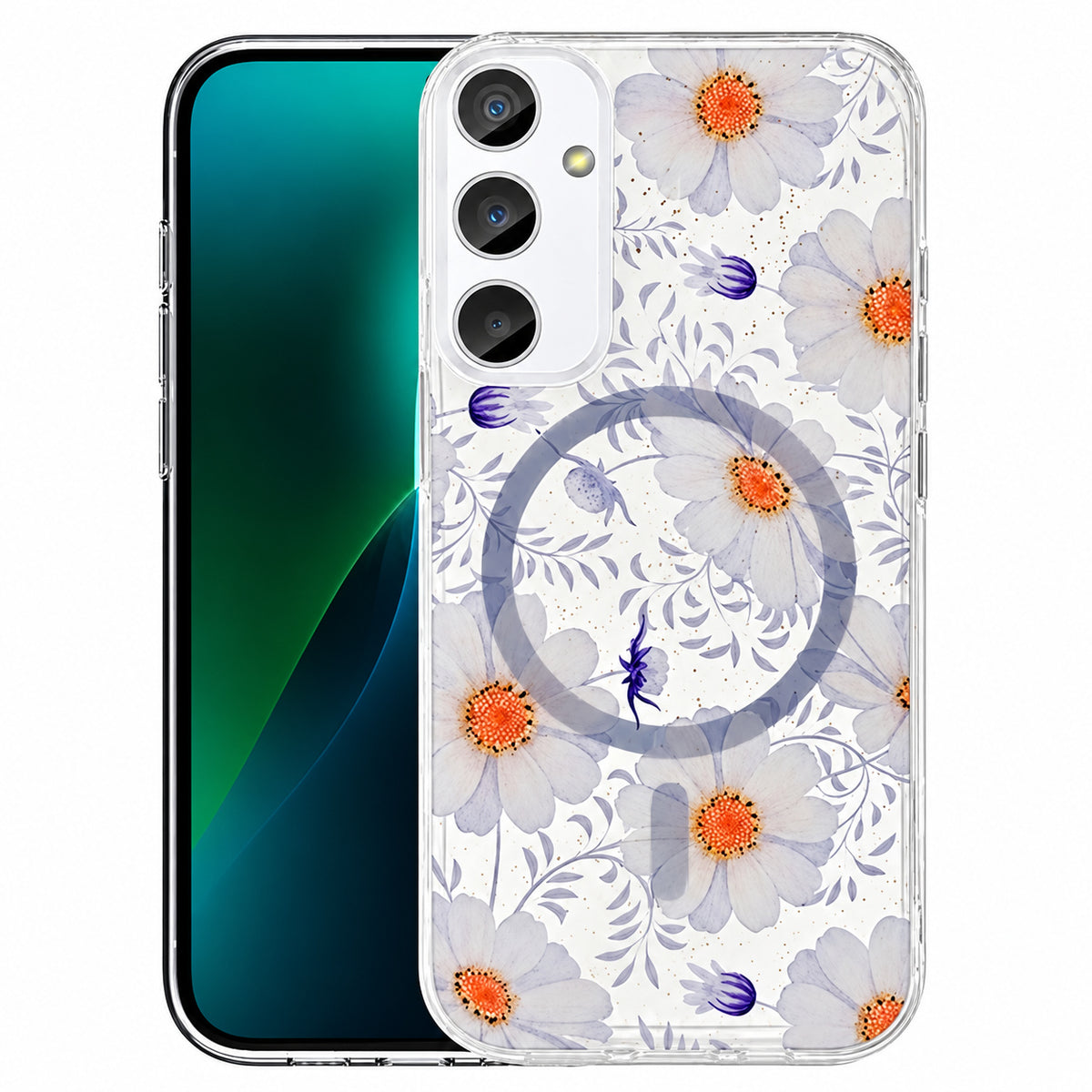 MagSafe Floral Phone Case for Samsung Galaxy S26 FE - White Flowers