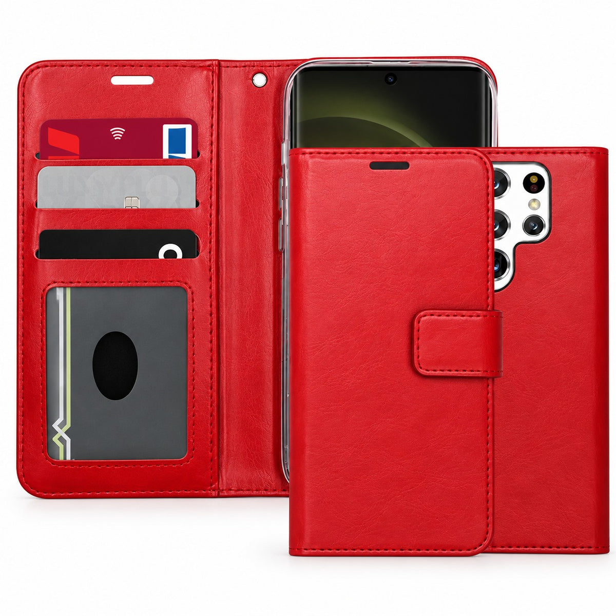 Photo ID Wallet for Samsung Galaxy S24 Ultra - Red