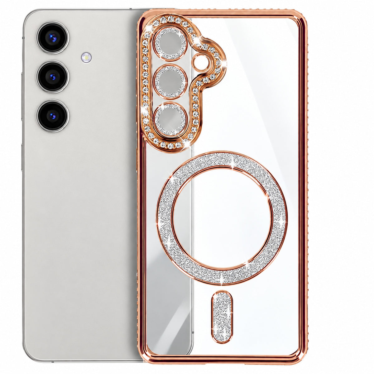 Glitter Electroplated Magsafe Case for Samsung Galaxy S25 FE - Gold