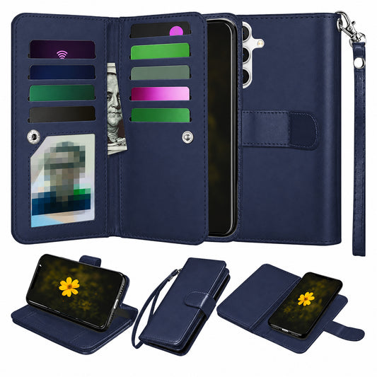 Bifold 9 Card detachable wallet for Samsung Galaxy S25 Plus - Navy