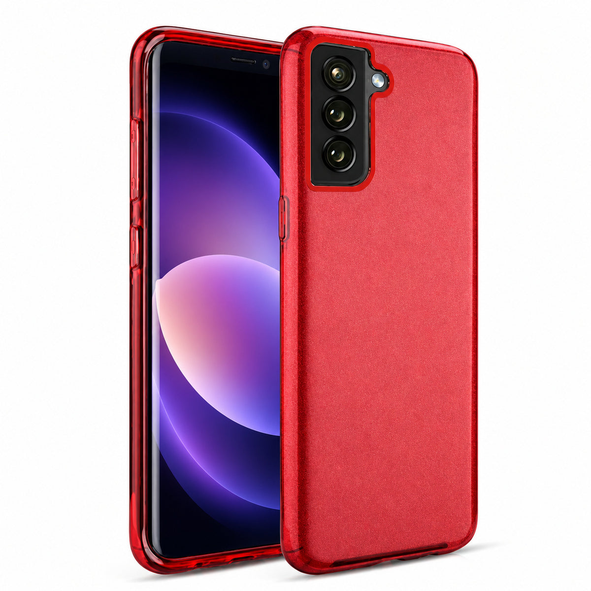 3-in-1 Glitter Case for Samsung Galaxy S21 Plus - Red