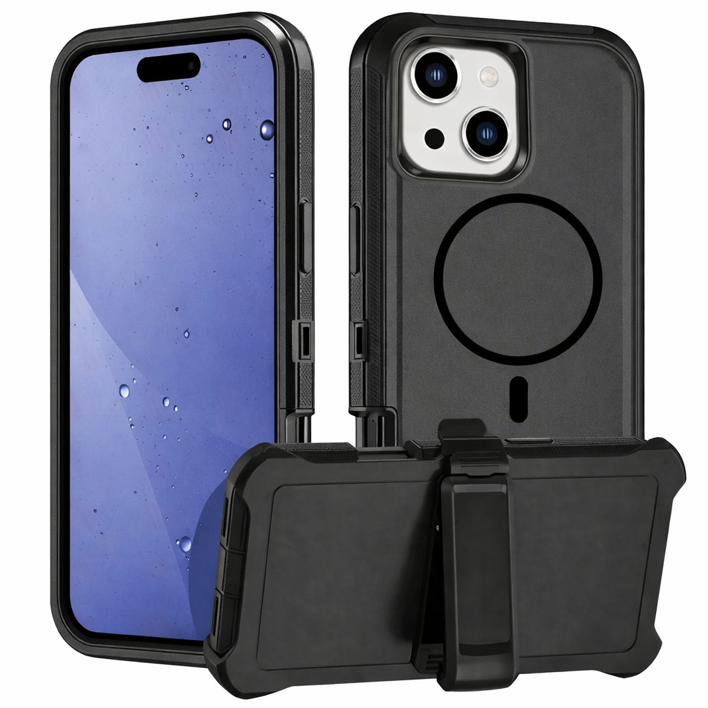 Heavy Duty Phone Case with Belt Clip – Black Full Coverage Protective Cover
