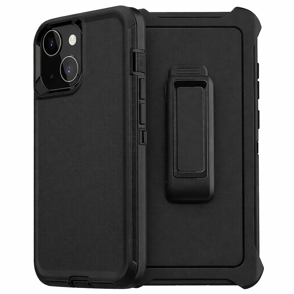 Heavy Duty Phone Case with Belt Clip – Black Full Coverage Protective Cover