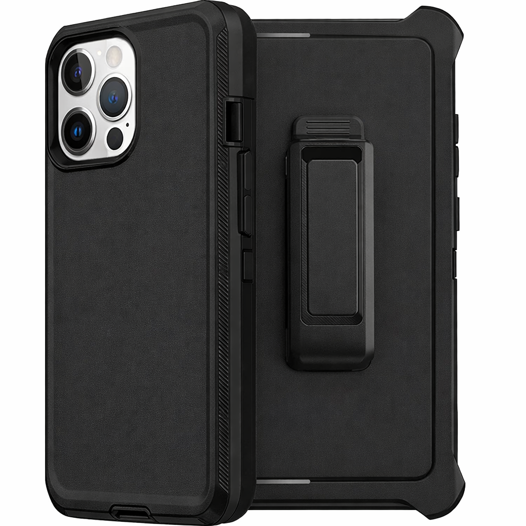 Heavy Duty Phone Case with Belt Clip – Black Full Coverage Protective Cover