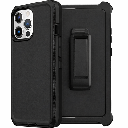 Heavy Duty Phone Case with Belt Clip – Black Full Coverage Protective Cover