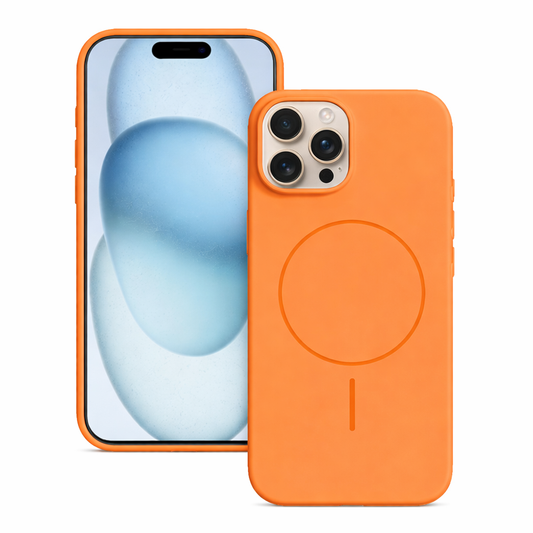 MagSafe Compatible Silicone Phone Case – Orange Slim Shockproof Protective Cover