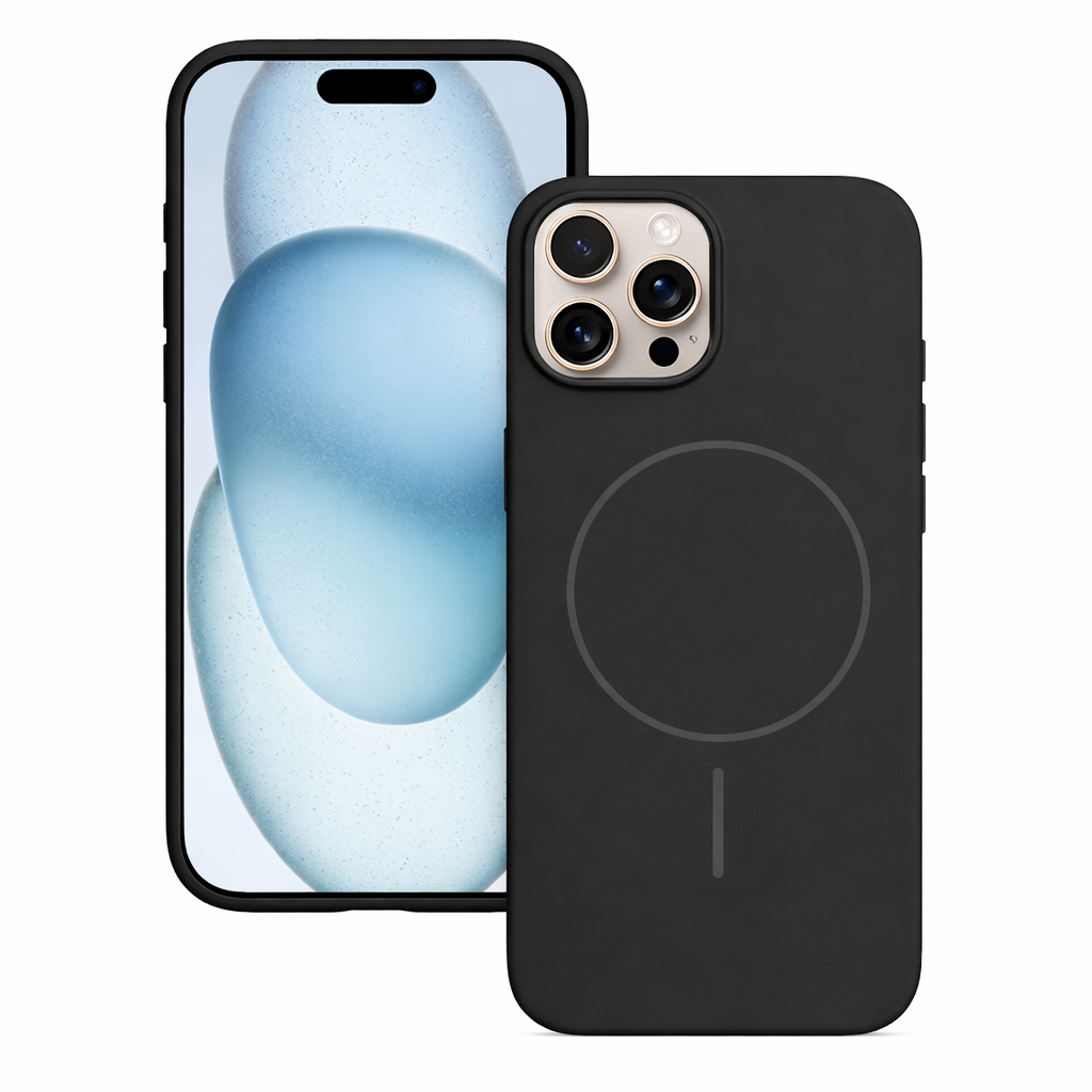 MagSafe Compatible Silicone Phone Case – Black Slim Shockproof Protective Cover