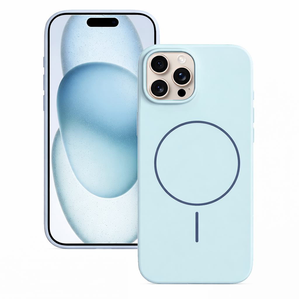 MagSafe Compatible Silicone Phone Case – Sky Blue Slim Shockproof Protective Cover