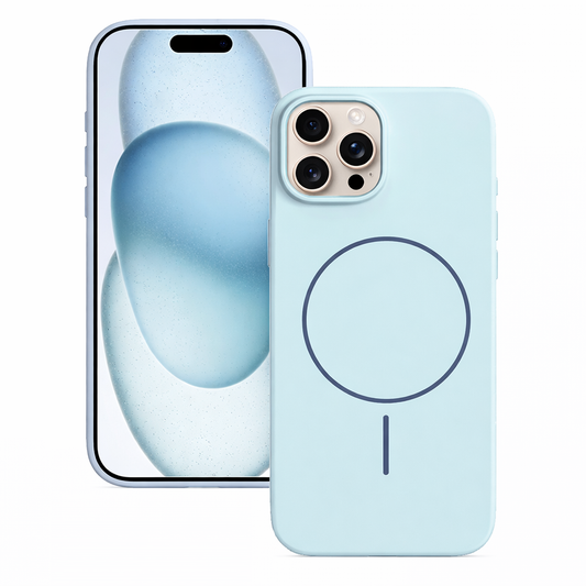 MagSafe Compatible Silicone Phone Case – Sky Blue Slim Shockproof Protective Cover