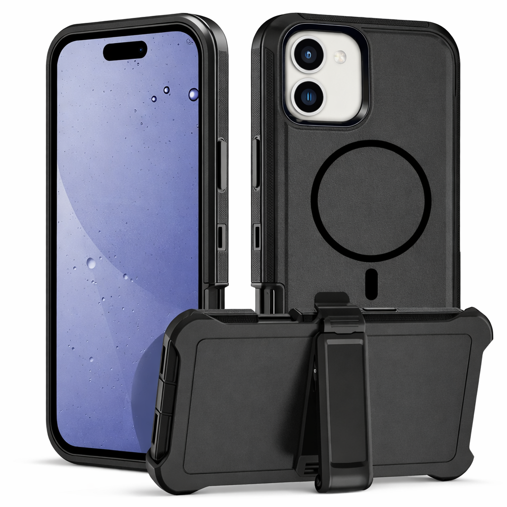 Heavy Duty Phone Case with Belt Clip – Black Full Coverage Protective Cover