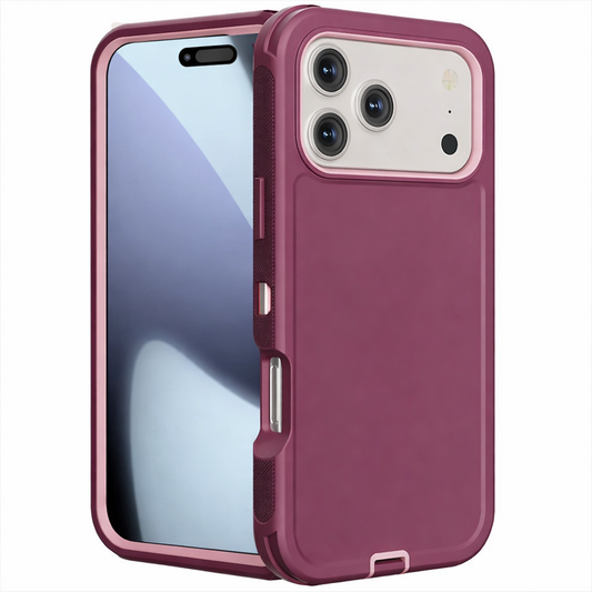 Heavy Duty Protective Phone Case – Triple Layer Full Coverage Shockproof Rugged Pink Rose Cover