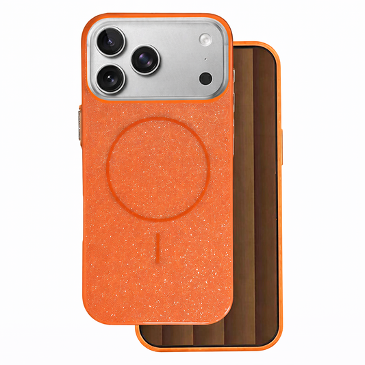 Glitsy MagSafe Phone Case – Orange Slim Protective Cover with Wireless Charging Compatibility