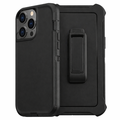 Heavy Duty Phone Case with Belt Clip – Black Full Coverage Protective Cover