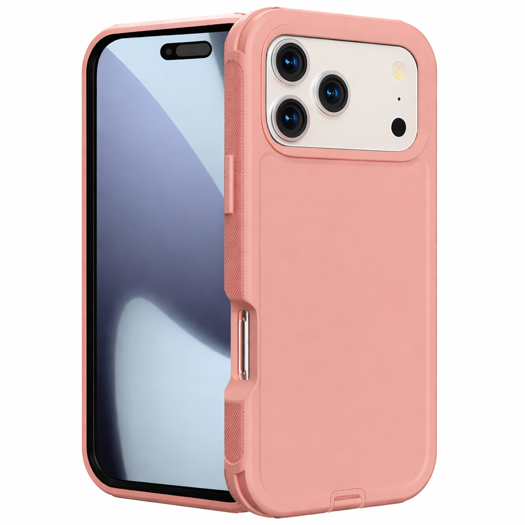 Heavy Duty Protective Phone Case – Triple Layer Full Coverage Shockproof Rugged Rose Gold Cover