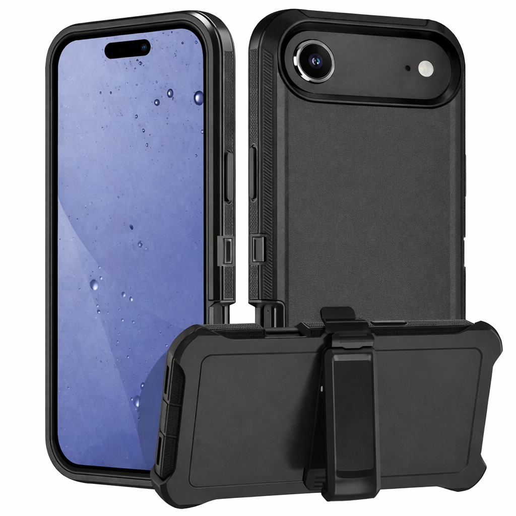 Heavy Duty Phone Case with Belt Clip – Black Full Coverage Protective Cover