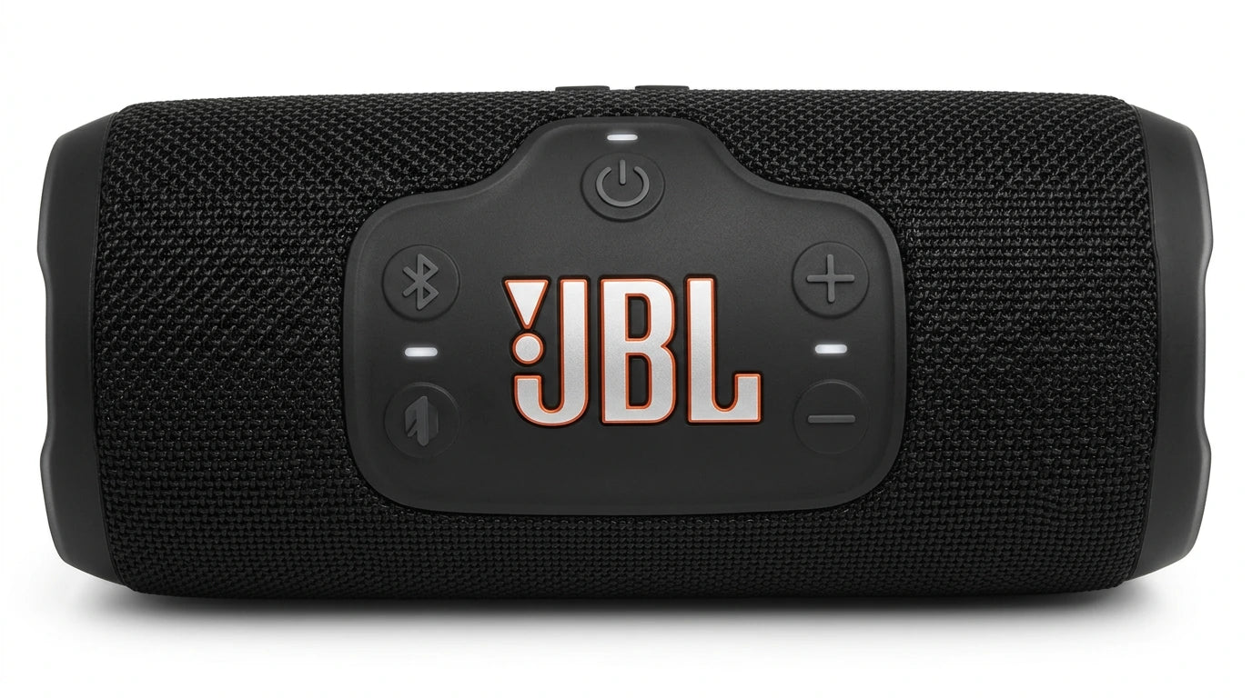 future tech gadgets Canada. smart tech store Canada. JBL Flip 7 Portable waterproof and drop-proof speaker. Gallery image 9. Lines name one specific SKU—never substitute a generic lookalike from the category. After review passes, each render should still read as a fresh studio viewpoint of that same physical unit.