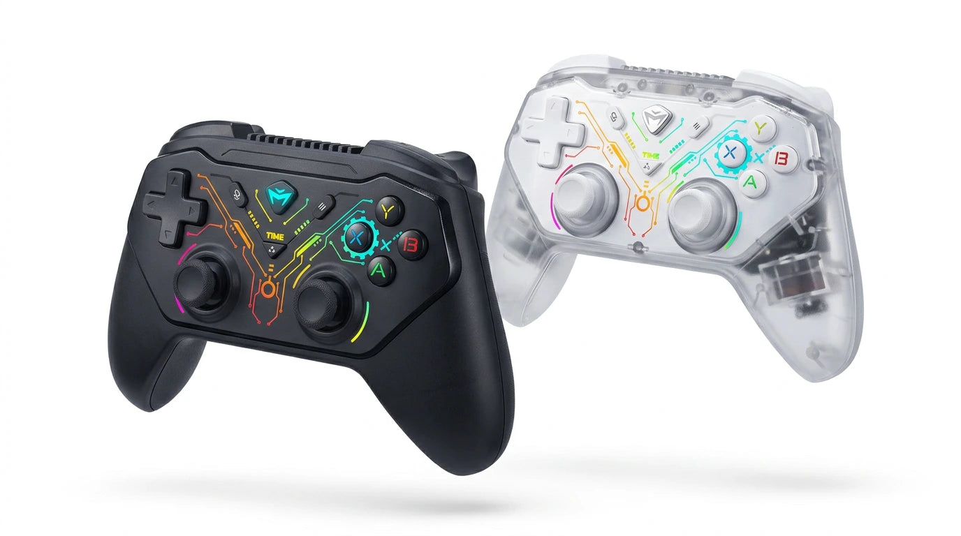 future tech gadgets Canada. premium tech accessories Canada. Machenike G3s Dual-mode Controller. Gallery image 7. Lines name one specific SKU—never substitute a generic lookalike from the category. After review passes, each render should still read as a fresh studio viewpoint of that same physical unit.