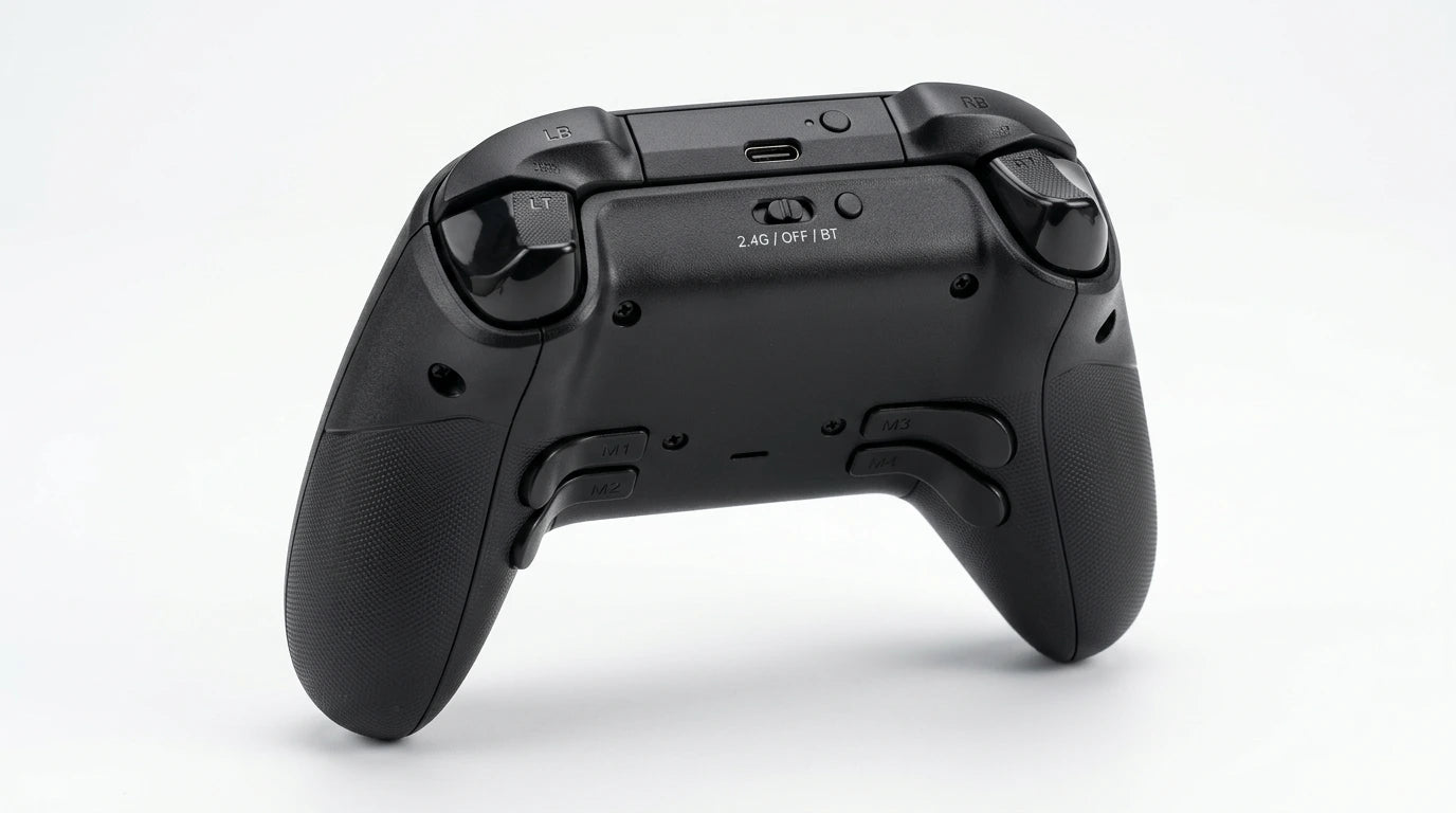 future tech gadgets Canada. premium tech accessories Canada. Machenike G5 Pro Max SE Tri-Mode Controller. Gallery image 6. Lines name one specific SKU—never substitute a generic lookalike from the category. After review passes, each render should still read as a fresh studio viewpoint of that same physical unit.