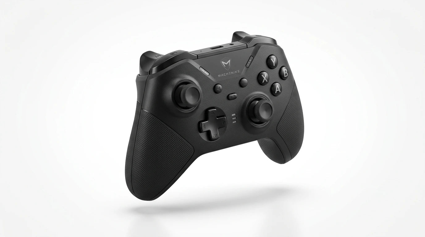 future tech gadgets Canada. premium tech accessories Canada. Machenike G5 Pro Tri-Mode Controller. Gallery image 7. Lines name one specific SKU—never substitute a generic lookalike from the category. After review passes, each render should still read as a fresh studio viewpoint of that same physical unit.