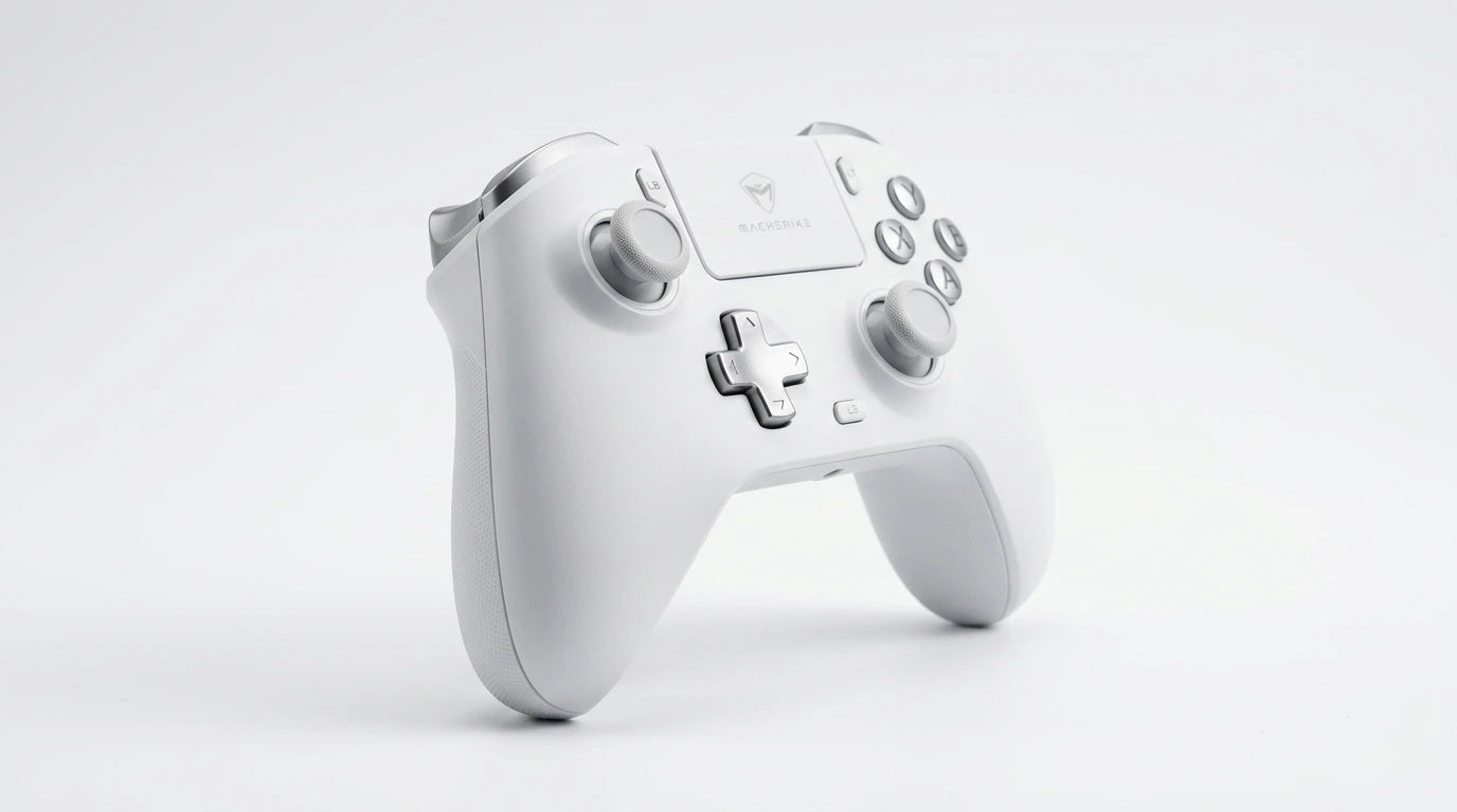future tech gadgets Canada. premium tech accessories Canada. Machenike G5 Pro Tri-Mode Controller. Gallery image 8. Lines name one specific SKU—never substitute a generic lookalike from the category. After review passes, each render should still read as a fresh studio viewpoint of that same physical unit.
