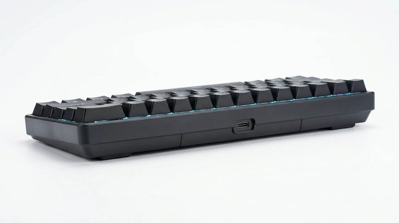 future tech gadgets Canada. premium tech accessories Canada. Machenike K500-B61 Wired RGB Mechanical Keyboard. Gallery image 6. Lines name one specific SKU—never substitute a generic lookalike from the category. After review passes, each render should still read as a fresh studio viewpoint of that same physical unit.