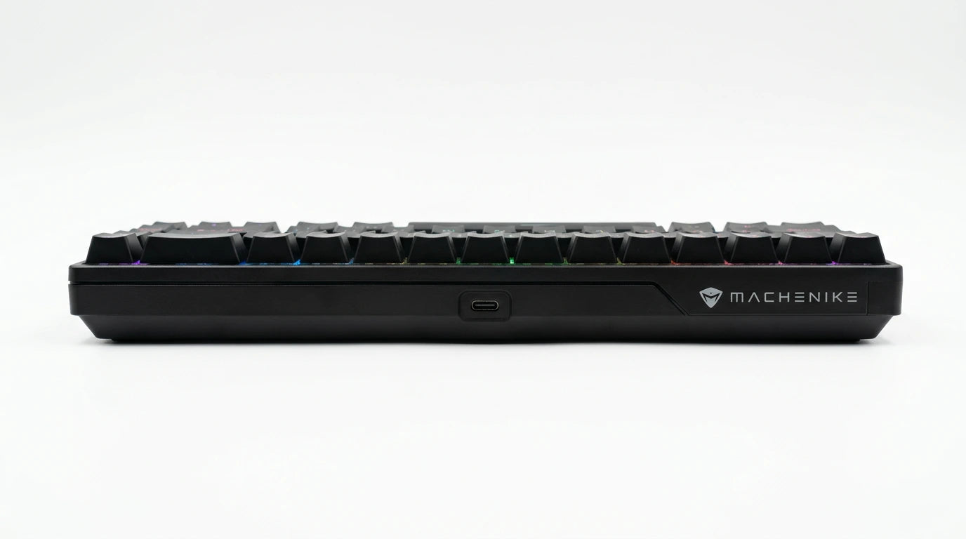 future tech gadgets Canada. premium tech accessories Canada. Machenike K500-B68 Wired RGB Mechanical Keyboard. Gallery image 3. Lines name one specific SKU—never substitute a generic lookalike from the category. After review passes, each render should still read as a fresh studio viewpoint of that same physical unit.