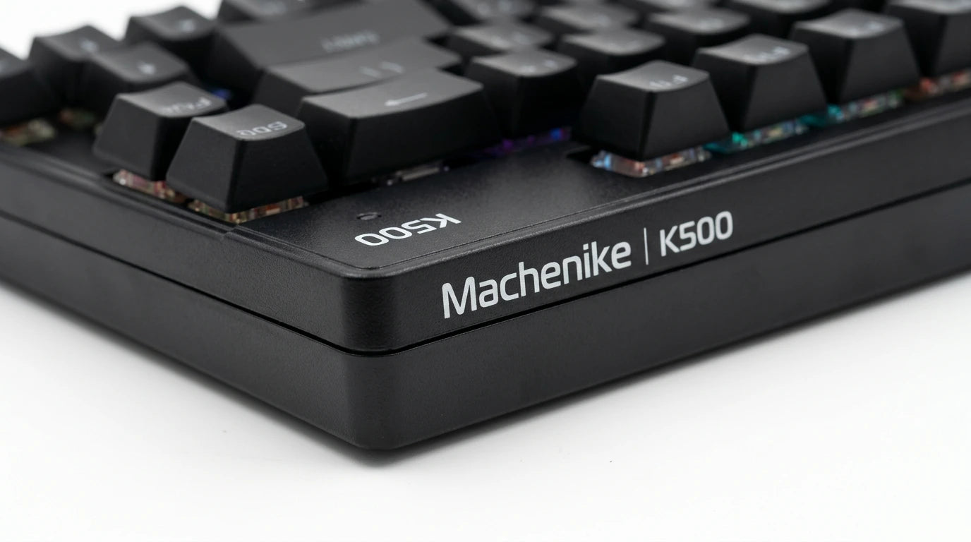 future tech gadgets Canada. premium tech accessories Canada. Machenike K500-B68 Wired RGB Mechanical Keyboard. Gallery image 5. Lines name one specific SKU—never substitute a generic lookalike from the category. After review passes, each render should still read as a fresh studio viewpoint of that same physical unit.