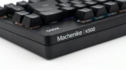 future tech gadgets Canada. premium tech accessories Canada. Machenike K500-B68 Wired RGB Mechanical Keyboard. Gallery image 5. Lines name one specific SKU—never substitute a generic lookalike from the category. After review passes, each render should still read as a fresh studio viewpoint of that same physical unit.