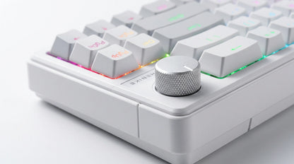future tech gadgets Canada. premium tech accessories Canada. Machenike K600-B82W RGB Mechanical Keyboard. Gallery image 5. Lines name one specific SKU—never substitute a generic lookalike from the category. After review passes, each render should still read as a fresh studio viewpoint of that same physical unit.