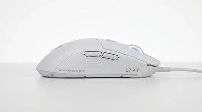 future tech gadgets Canada. premium tech accessories Canada. Machenike L7 Air Tri-Mode Mouse. Gallery image 4. Lines name one specific SKU—never substitute a generic lookalike from the category. After review passes, each render should still read as a fresh studio viewpoint of that same physical unit.