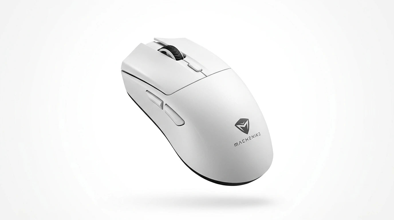 future tech gadgets Canada. premium tech accessories Canada. Machenike L7 Air Tri-Mode Mouse. Gallery image 7. Lines name one specific SKU—never substitute a generic lookalike from the category. After review passes, each render should still read as a fresh studio viewpoint of that same physical unit.