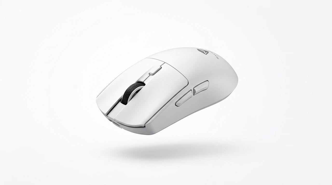 future tech gadgets Canada. premium tech accessories Canada. Machenike L7 Mix Tri-Mode Mouse. Gallery image 7. Lines name one specific SKU—never substitute a generic lookalike from the category. After review passes, each render should still read as a fresh studio viewpoint of that same physical unit.