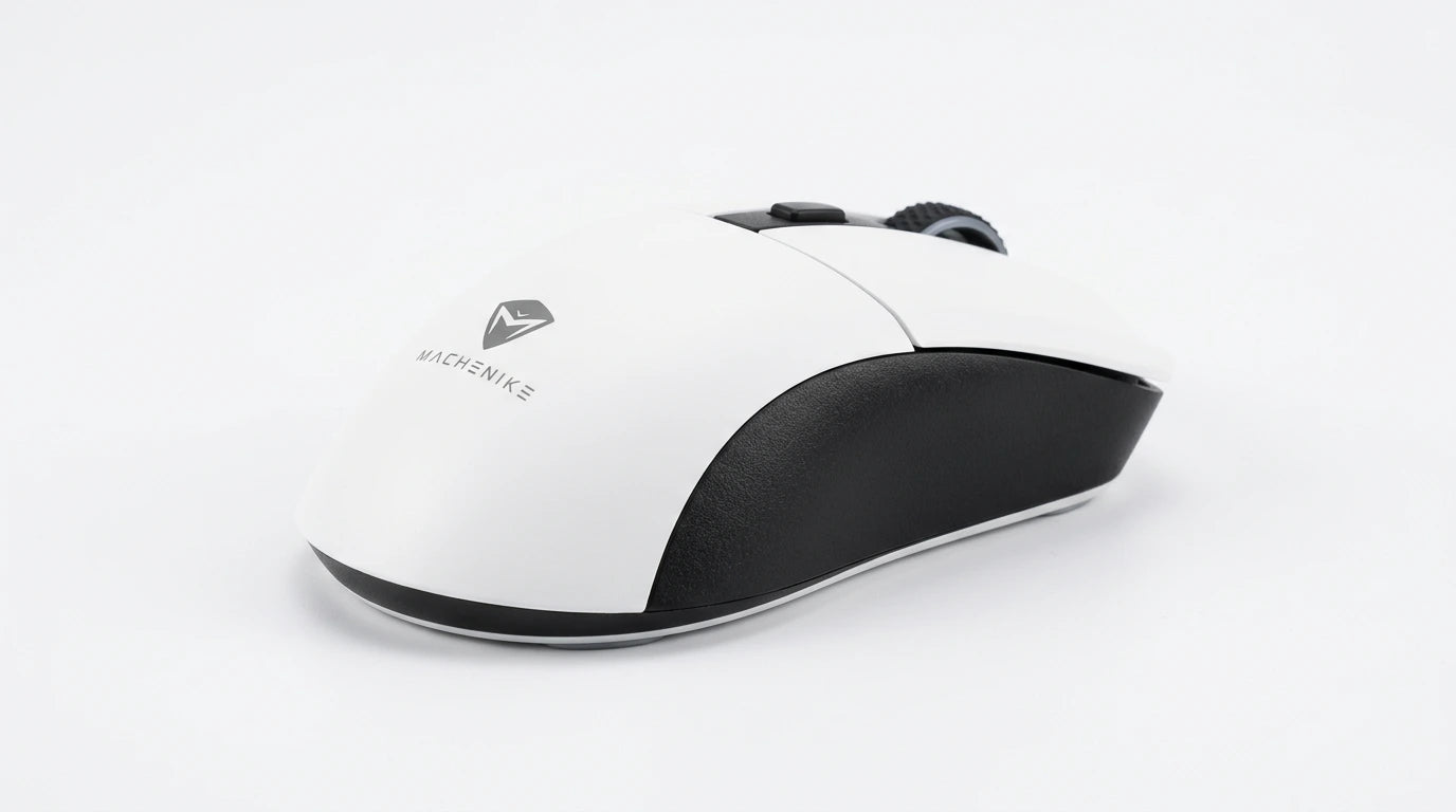 future tech gadgets Canada. premium tech accessories Canada. Machenike L7 Mix Tri-Mode Mouse. Gallery image 8. Lines name one specific SKU—never substitute a generic lookalike from the category. After review passes, each render should still read as a fresh studio viewpoint of that same physical unit.